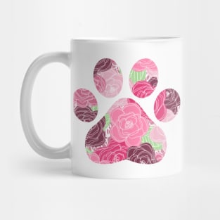 Pink Puppy Paw Floral Mug